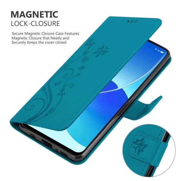 Deksel til Oppo Reno6 5G Lommebokdeksel i blomster design med magnetisk lukking, stativfunksjon og kortplasser