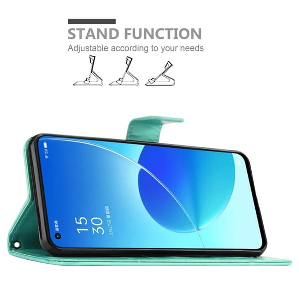 Deksel til Oppo Reno6 5G Lommebokdeksel i blomster design med magnetisk lukking, stativfunksjon og kortplasser