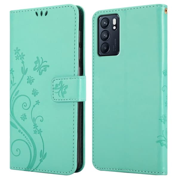 Oppo Reno6 5G Suojakotelo Suojakuori Lompakkokotelo Matkapuhelinkotelo Kukat jossa on magneettisuljenta, jalusta-toiminto ja korttipaikat