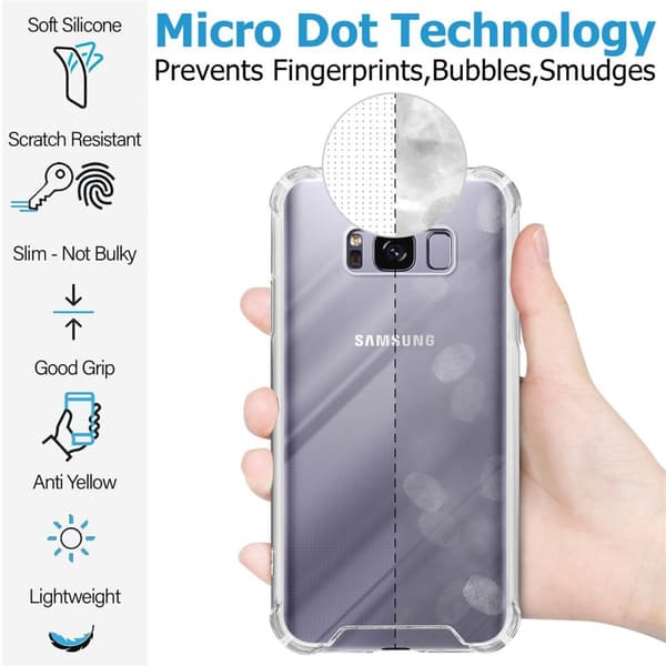 Deksel og 2x herdet beskyttelsesglass til Samsung Galaxy S8 PLUS Hybrid beskyttelsesdeksel med TPU-silikonkant og bakside av akrylglass