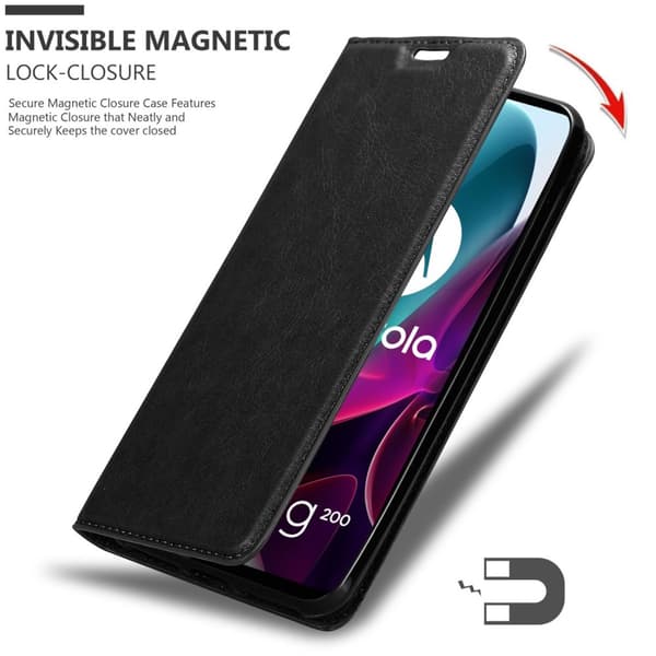 Lommebokdeksel til Motorola MOTO G200 5G Deksel med magnetisk lukking, stativfunksjon og kortlomme