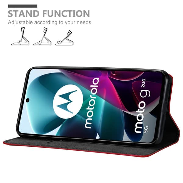 Lommebokdeksel til Motorola MOTO G200 5G Deksel med magnetisk lukking, stativfunksjon og kortlomme