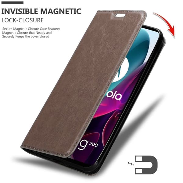 Lommebokdeksel til Motorola MOTO G200 5G Deksel med magnetisk lukking, stativfunksjon og kortlomme