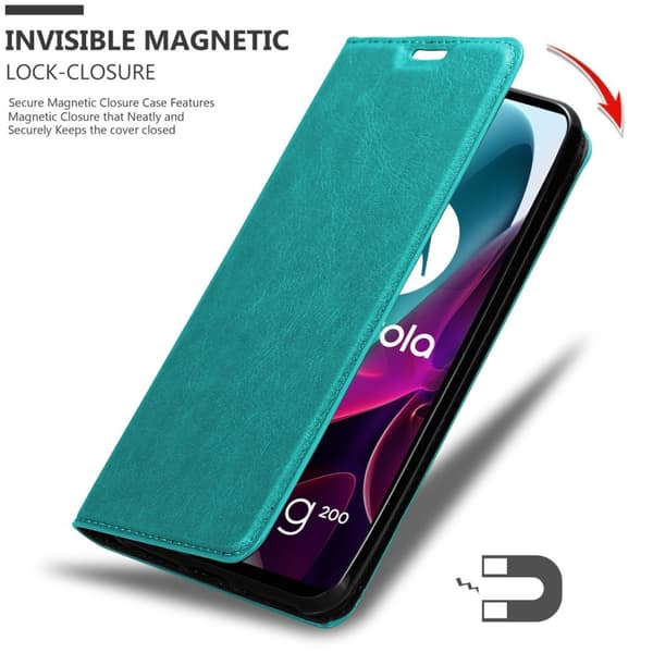 Lommebokdeksel til Motorola MOTO G200 5G Deksel med magnetisk lukking, stativfunksjon og kortlomme
