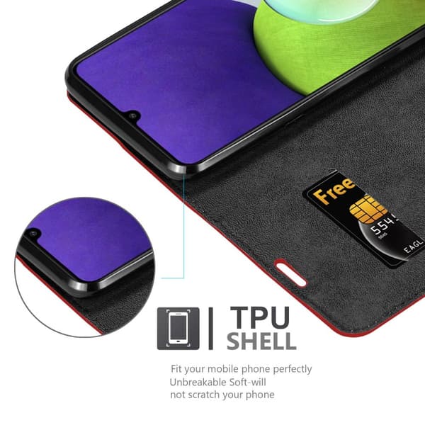 Lommebokdeksel til Samsung Galaxy A22 4G / M22 / M32 4G Deksel med magnetisk lukking, stativfunksjon og kortlomme