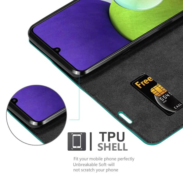 Lommebokdeksel til Samsung Galaxy A22 4G / M22 / M32 4G Deksel med magnetisk lukking, stativfunksjon og kortlomme