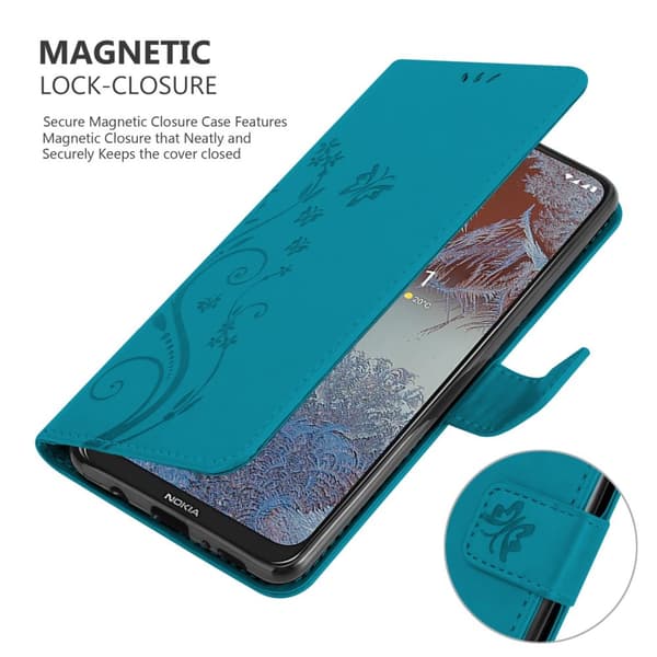 Nokia G10 / G20 Suojakotelo Suojakuori Lompakkokotelo Matkapuhelinkotelo Kukat jossa on magneettisuljenta, jalusta-toiminto ja korttipaikat