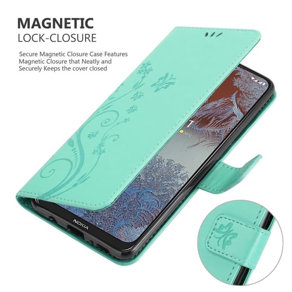 Nokia G10 / G20 Suojakotelo Suojakuori Lompakkokotelo Matkapuhelinkotelo Kukat jossa on magneettisuljenta, jalusta-toiminto ja korttipaikat