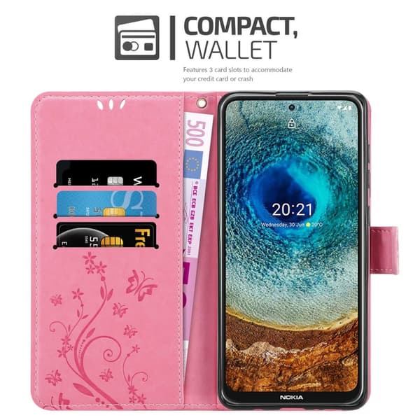 Nokia X10 / X20 Suojakotelo Suojakuori Lompakkokotelo Matkapuhelinkotelo Kukat jossa on magneettisuljenta, jalusta-toiminto ja korttipaikat