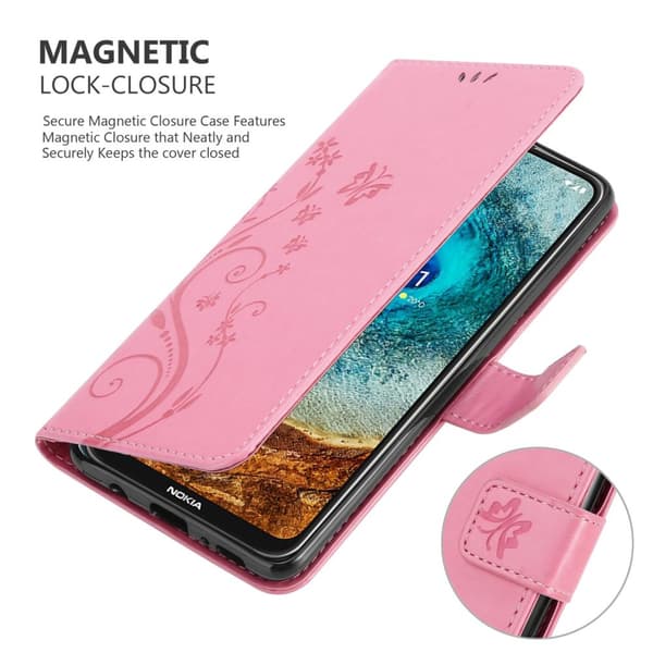 Nokia X10 / X20 Suojakotelo Suojakuori Lompakkokotelo Matkapuhelinkotelo Kukat jossa on magneettisuljenta, jalusta-toiminto ja korttipaikat