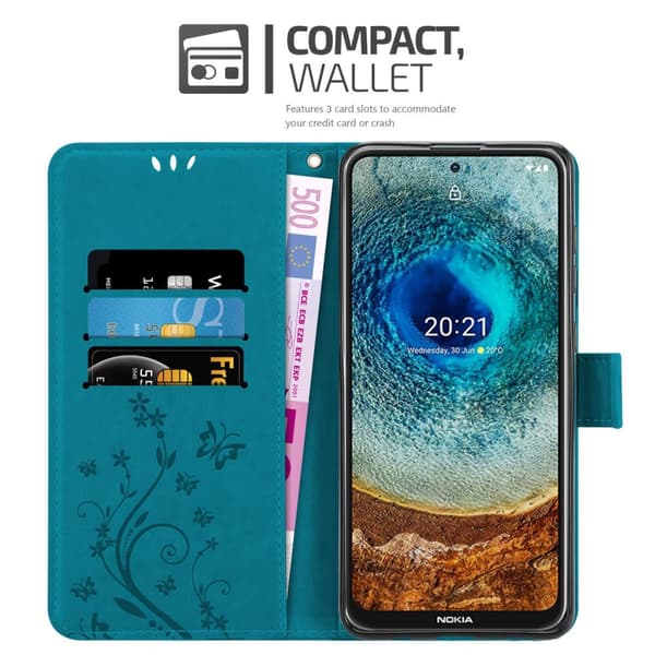 Nokia X10 / X20 Suojakotelo Suojakuori Lompakkokotelo Matkapuhelinkotelo Kukat jossa on magneettisuljenta, jalusta-toiminto ja korttipaikat