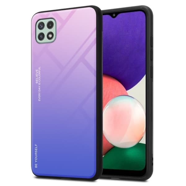Deksel til Samsung Galaxy A22 5G Silikondeksel av TPU-silikon og bakside av herdet glass