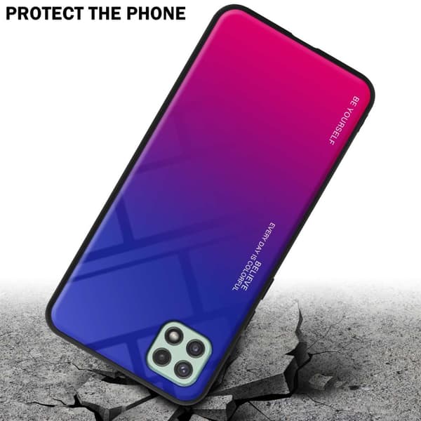 Deksel til Samsung Galaxy A22 5G Silikondeksel av TPU-silikon og bakside av herdet glass