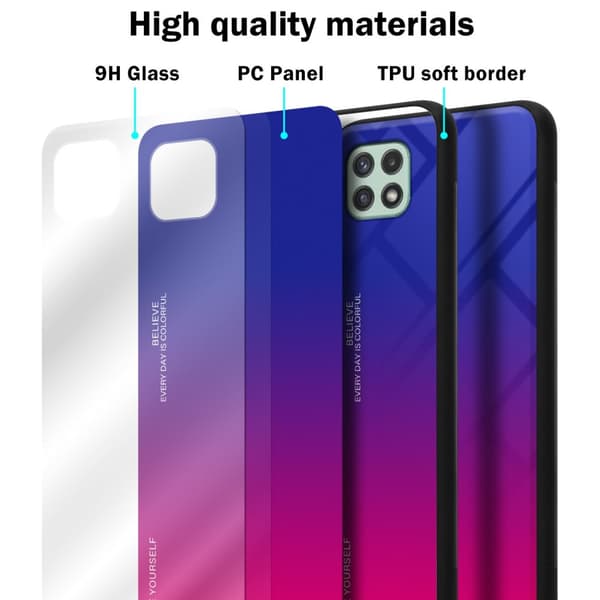 Deksel til Samsung Galaxy A22 5G Silikondeksel av TPU-silikon og bakside av herdet glass