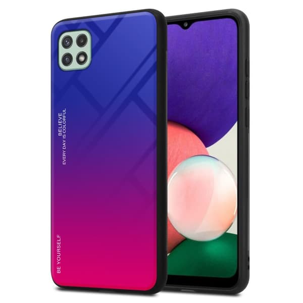 Deksel til Samsung Galaxy A22 5G Silikondeksel av TPU-silikon og bakside av herdet glass