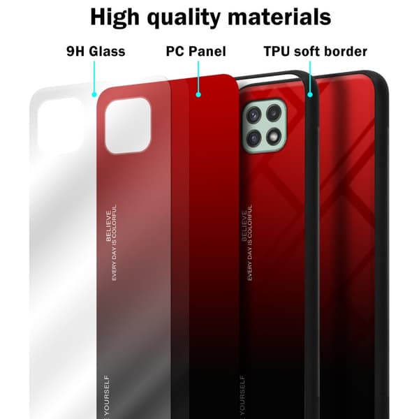 Deksel til Samsung Galaxy A22 5G Silikondeksel av TPU-silikon og bakside av herdet glass