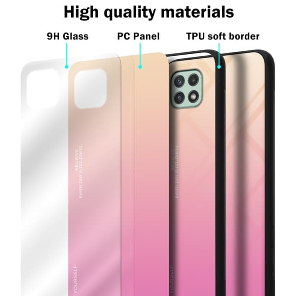 Deksel til Samsung Galaxy A22 5G Silikondeksel av TPU-silikon og bakside av herdet glass