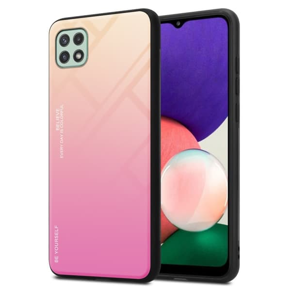 Deksel til Samsung Galaxy A22 5G Silikondeksel av TPU-silikon og bakside av herdet glass
