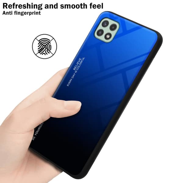 Deksel til Samsung Galaxy A22 5G Silikondeksel av TPU-silikon og bakside av herdet glass