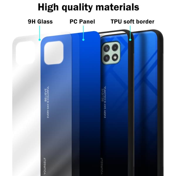 Deksel til Samsung Galaxy A22 5G Silikondeksel av TPU-silikon og bakside av herdet glass