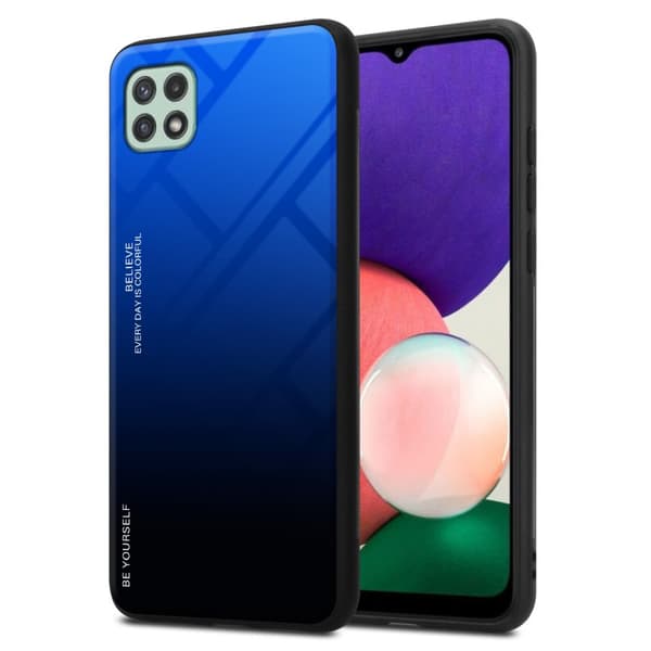 Deksel til Samsung Galaxy A22 5G Silikondeksel av TPU-silikon og bakside av herdet glass