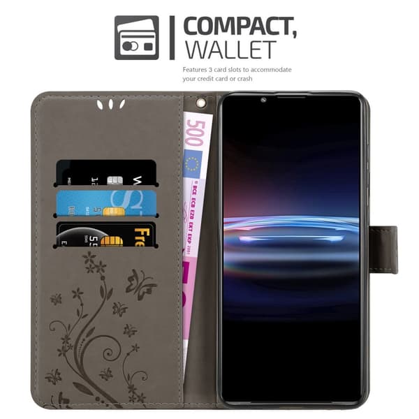 Deksel til Sony Xperia PRO-I Lommebokdeksel i blomster design med magnetisk lukking, stativfunksjon og kortplasser