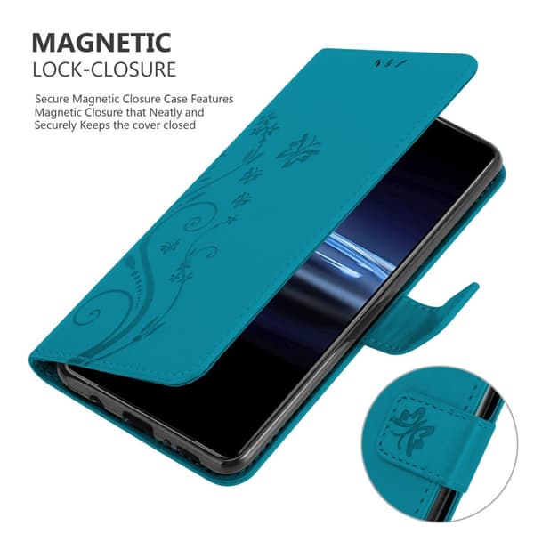 Deksel til Sony Xperia PRO-I Lommebokdeksel i blomster design med magnetisk lukking, stativfunksjon og kortplasser