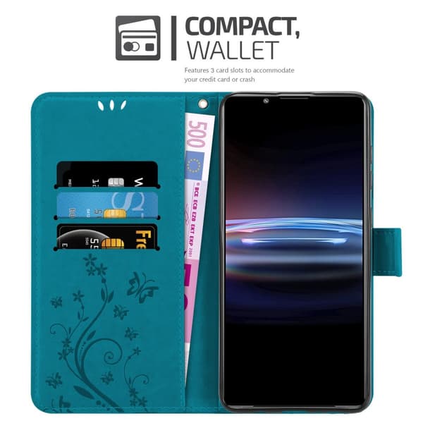 Deksel til Sony Xperia PRO-I Lommebokdeksel i blomster design med magnetisk lukking, stativfunksjon og kortplasser