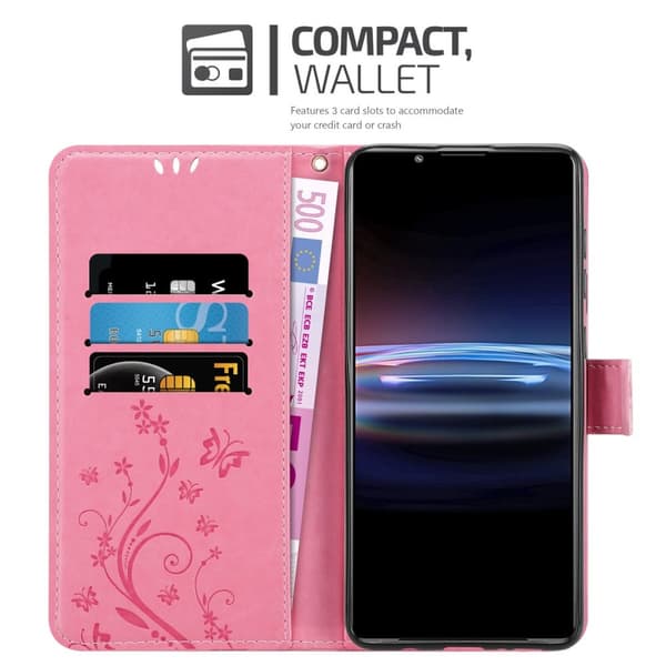 Deksel til Sony Xperia PRO-I Lommebokdeksel i blomster design med magnetisk lukking, stativfunksjon og kortplasser
