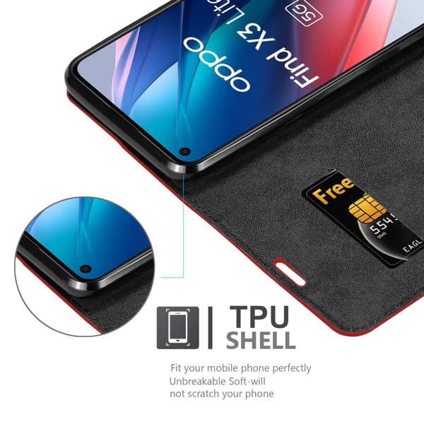 Oppo FIND X3 LITE Suojakotelo Suojakuori Lompakkokotelo Matkapuhelinkotelo jossa magneettisuljenta, jalusta-toiminto ja korttitasku