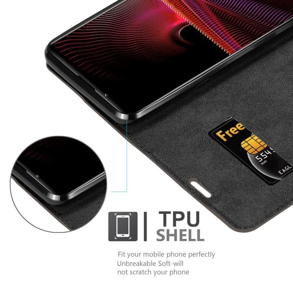 Lommebokdeksel til Sony Xperia 1 III Deksel med magnetisk lukking, stativfunksjon og kortlomme
