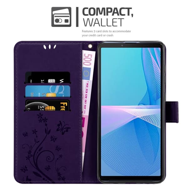Sony Xperia 10 III Skal Fodral i blomdesign Mobilskydd Case Cover med magnetisk stängning, ståfunktion och kortplatser