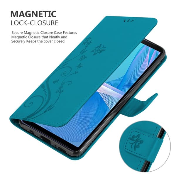 Sony Xperia 10 III Skal Fodral i blomdesign Mobilskydd Case Cover med magnetisk stängning, ståfunktion och kortplatser