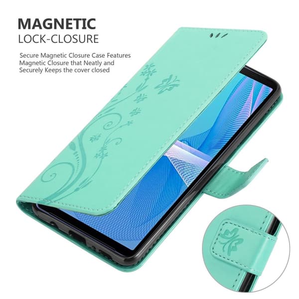 Sony Xperia 10 III Skal Fodral i blomdesign Mobilskydd Case Cover med magnetisk stängning, ståfunktion och kortplatser