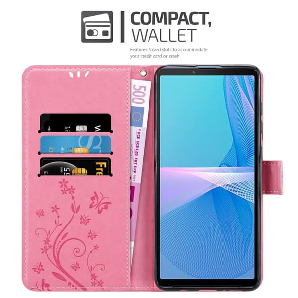 Deksel til Sony Xperia 10 III Lommebokdeksel i blomster design med magnetisk lukking, stativfunksjon og kortplasser