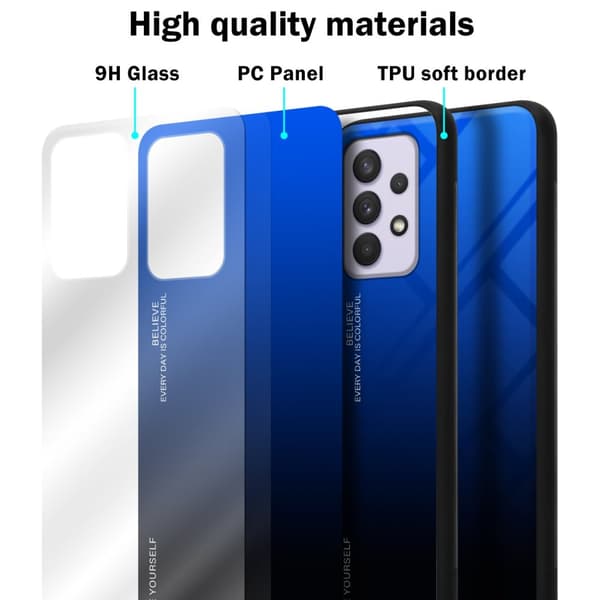 Samsung Galaxy A33 5G Skal Fodral i två färger av TPU-silikon och baksida av härdat glas Case Cover Mobilskydd