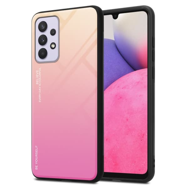 Samsung Galaxy A33 5G Suojakuori Suojakotelo Kaksivärinen joka on valmistettu TPU-silikonista ja jonka takaosa on valmistettu karkaistusta lasista