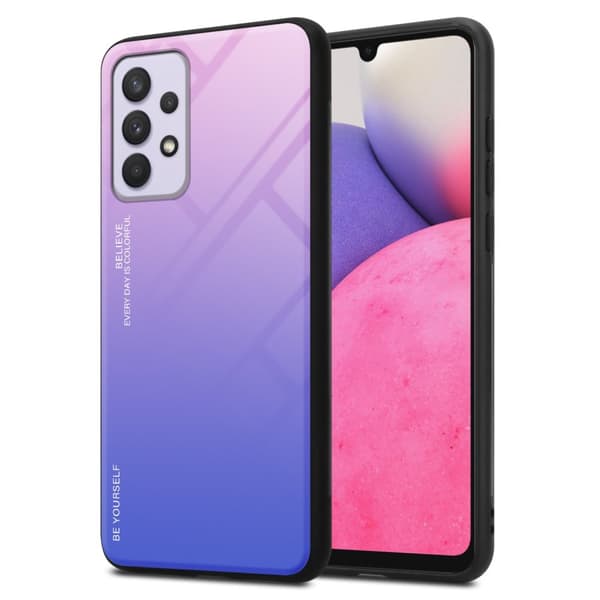 Samsung Galaxy A33 5G Suojakuori Suojakotelo Kaksivärinen joka on valmistettu TPU-silikonista ja jonka takaosa on valmistettu karkaistusta lasista