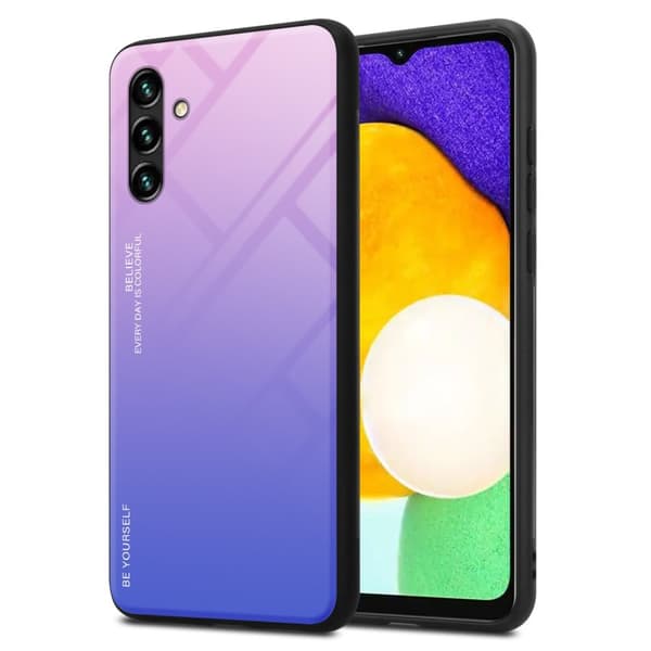 Samsung Galaxy A13 5G Skal Fodral i två färger av TPU-silikon och baksida av härdat glas Case Cover Mobilskydd ROSA - BLÅ