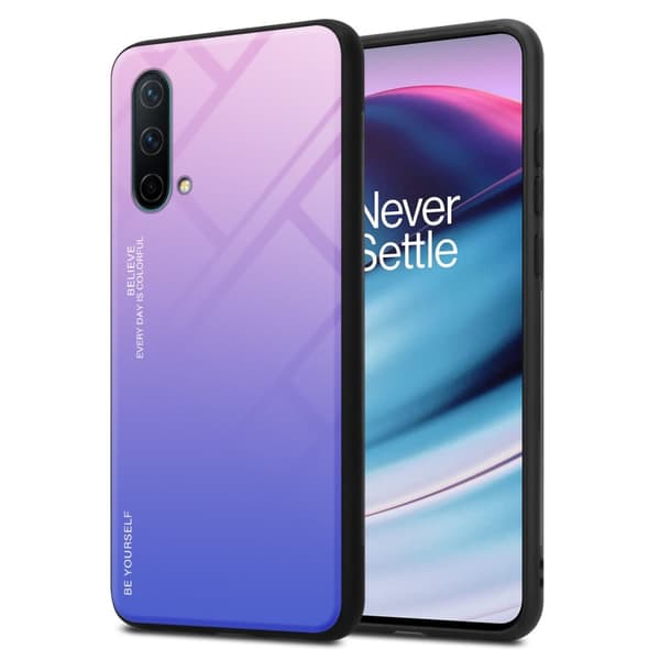 OnePlus Nord CE 5G Suojakuori Suojakotelo Kaksivärinen joka on valmistettu TPU-silikonista ja jonka takaosa on valmistettu karkaistusta lasista