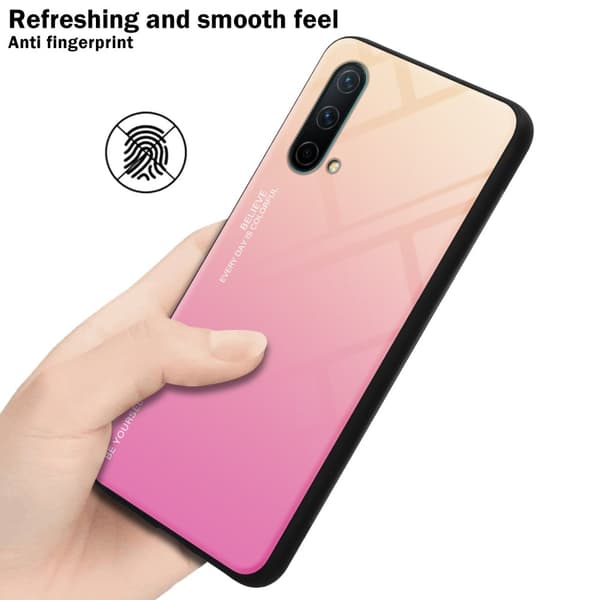 OnePlus Nord CE 5G Suojakuori Suojakotelo Kaksivärinen joka on valmistettu TPU-silikonista ja jonka takaosa on valmistettu karkaistusta lasista