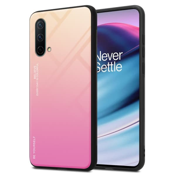 OnePlus Nord CE 5G Suojakuori Suojakotelo Kaksivärinen joka on valmistettu TPU-silikonista ja jonka takaosa on valmistettu karkaistusta lasista