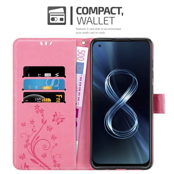 Asus ZenFone 8 Suojakotelo Suojakuori Lompakkokotelo Matkapuhelinkotelo Kukat jossa on magneettisuljenta, jalusta-toiminto ja korttipaikat