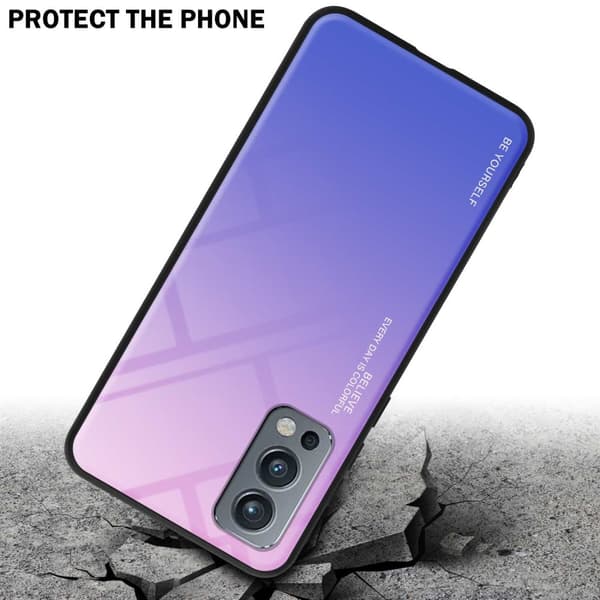 OnePlus Nord 2 5G Suojakuori Suojakotelo Kaksivärinen joka on valmistettu TPU-silikonista ja jonka takaosa on valmistettu karkaistusta lasista