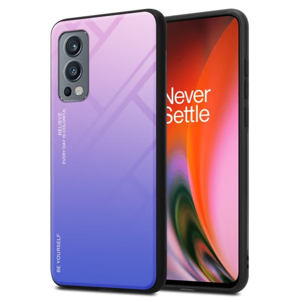 OnePlus Nord 2 5G Suojakuori Suojakotelo Kaksivärinen joka on valmistettu TPU-silikonista ja jonka takaosa on valmistettu karkaistusta lasista