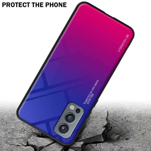 OnePlus Nord 2 5G Suojakuori Suojakotelo Kaksivärinen joka on valmistettu TPU-silikonista ja jonka takaosa on valmistettu karkaistusta lasista