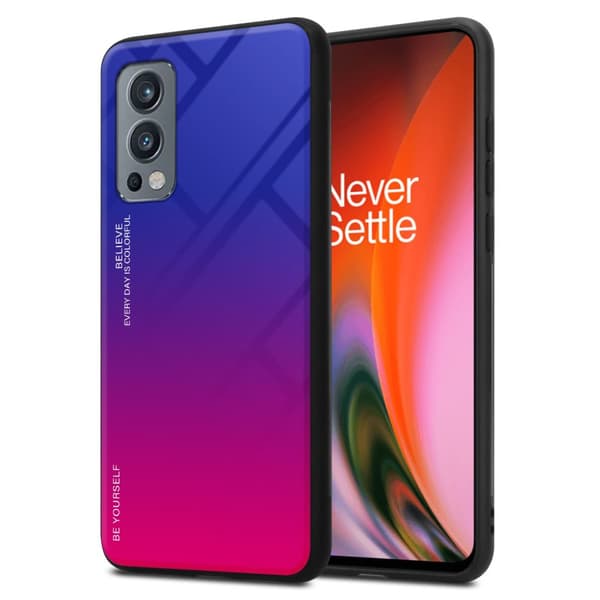 OnePlus Nord 2 5G Suojakuori Suojakotelo Kaksivärinen joka on valmistettu TPU-silikonista ja jonka takaosa on valmistettu karkaistusta lasista