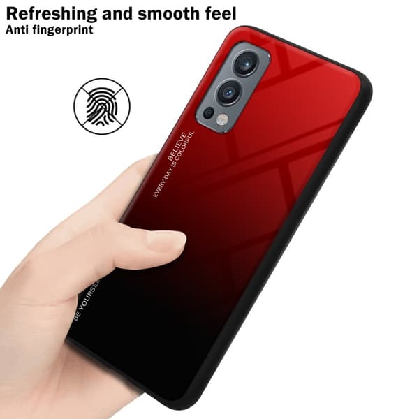 OnePlus Nord 2 5G Skal Fodral i två färger av TPU-silikon och baksida av härdat glas Case Cover Mobilskydd