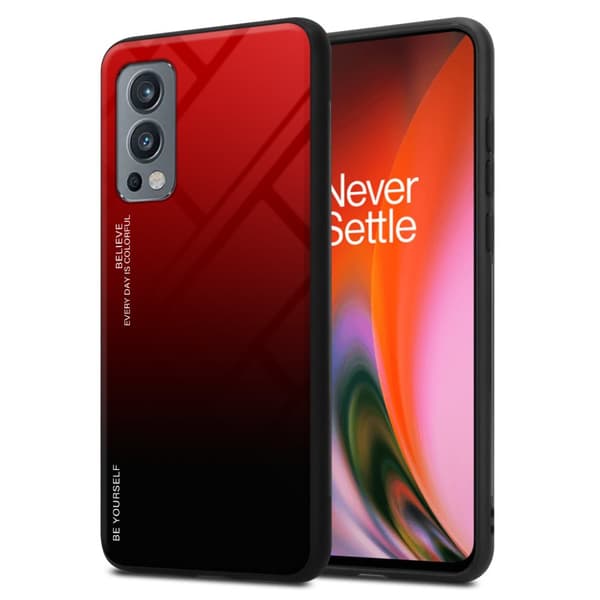 OnePlus Nord 2 5G Suojakuori Suojakotelo Kaksivärinen joka on valmistettu TPU-silikonista ja jonka takaosa on valmistettu karkaistusta lasista
