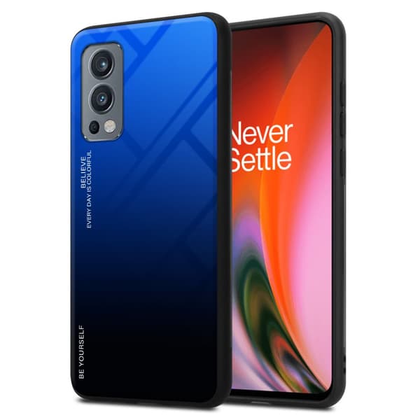 OnePlus Nord 2 5G Suojakuori Suojakotelo Kaksivärinen joka on valmistettu TPU-silikonista ja jonka takaosa on valmistettu karkaistusta lasista